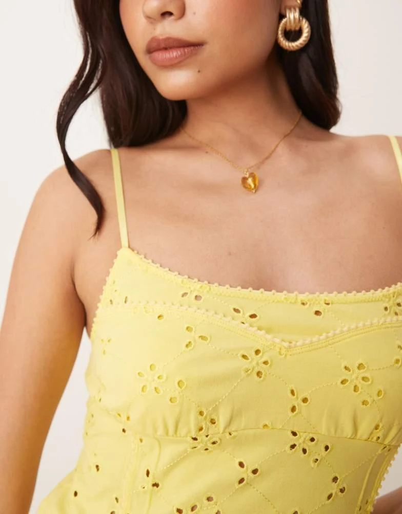 Shop Free People full bloom pointelle mini slip dress in banana cream  yellow on Sale at BeyondStyle  Get 21% Off Free People full bloom  pointelle mini slip dress in banana cream