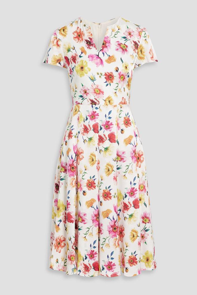 MIKAEL AGHAL Pleated floral-print cotton and linen-blend midi dress
