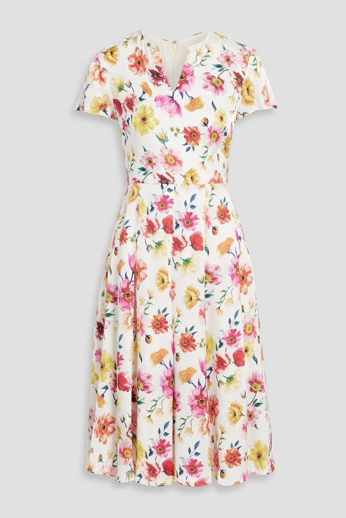 MIKAEL AGHAL Pleated floral-print cotton and linen-blend midi dress 1