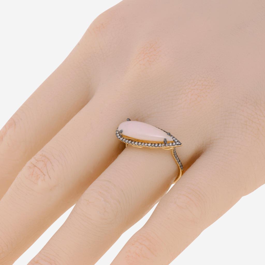 Suzanne Kalan Suzanne Kalan 18K Yellow Gold, Pink Opal and Diamond 0.30ct. tw. Ring sz 6.5 DKR541-YGPO6.5