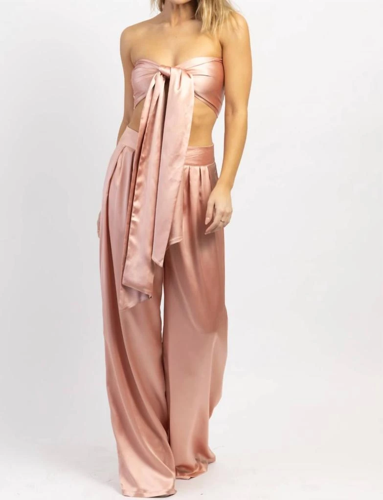 Win Win Apparel Studio Satin Trouser Set In Mauve