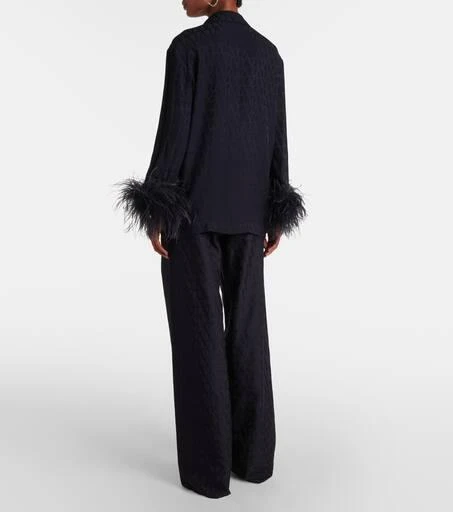 Valentino Toile Iconographe feather-trimmed silk shirt 3