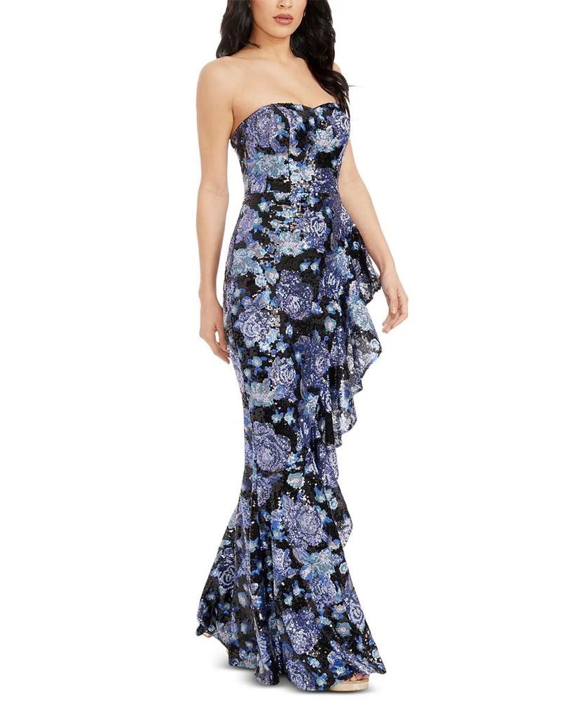 Dress The Population Floral Sequin Ruffle Mermaid Gown 2