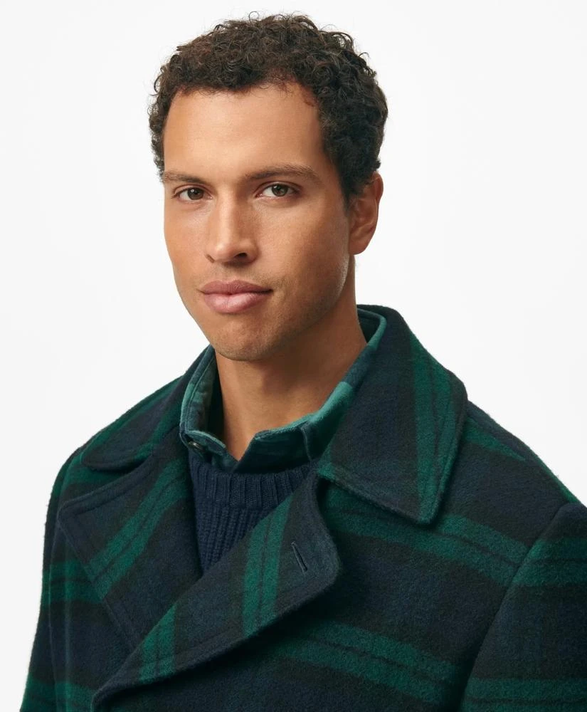 Brooks Brothers Wool Double-Breasted Black Watch Overcoat 5