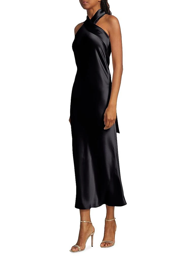 Galvan Pandora Satin Halterneck Midi-Dress 4