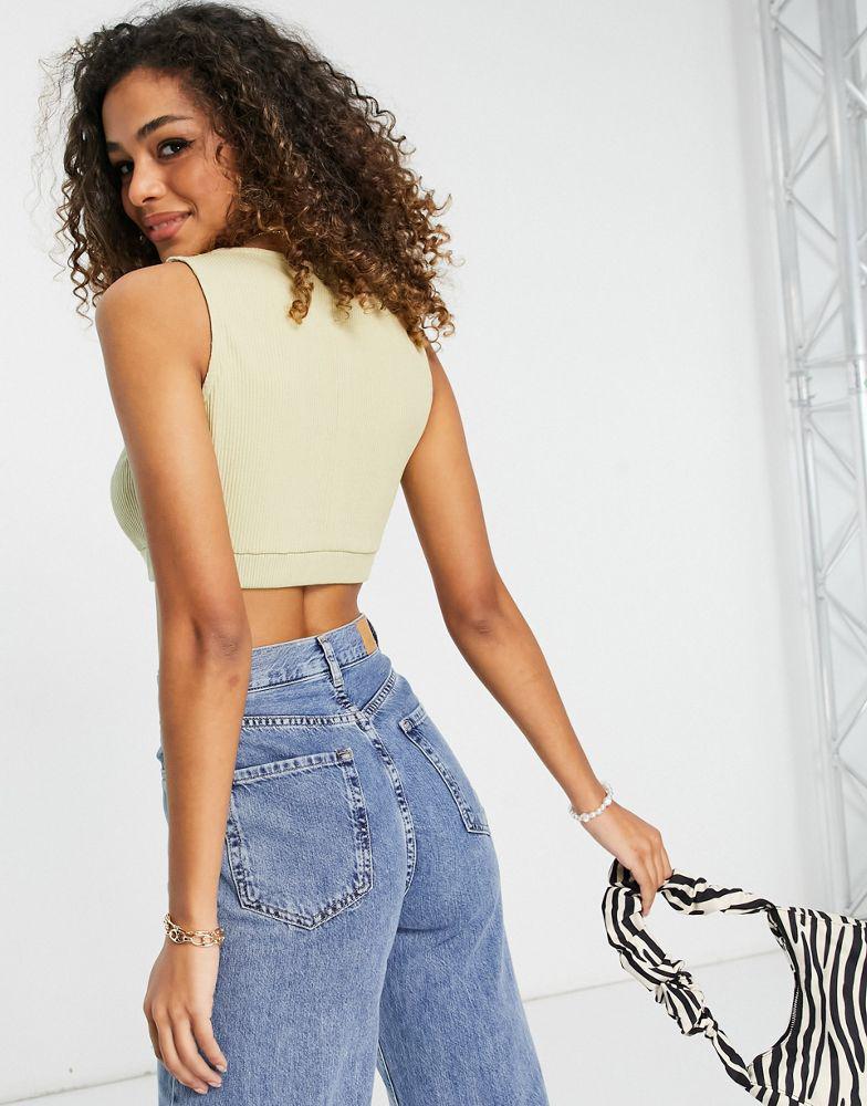 NA-KD NA-KD x Jasmin Azazim co-ord knitted cropped singlet in beige