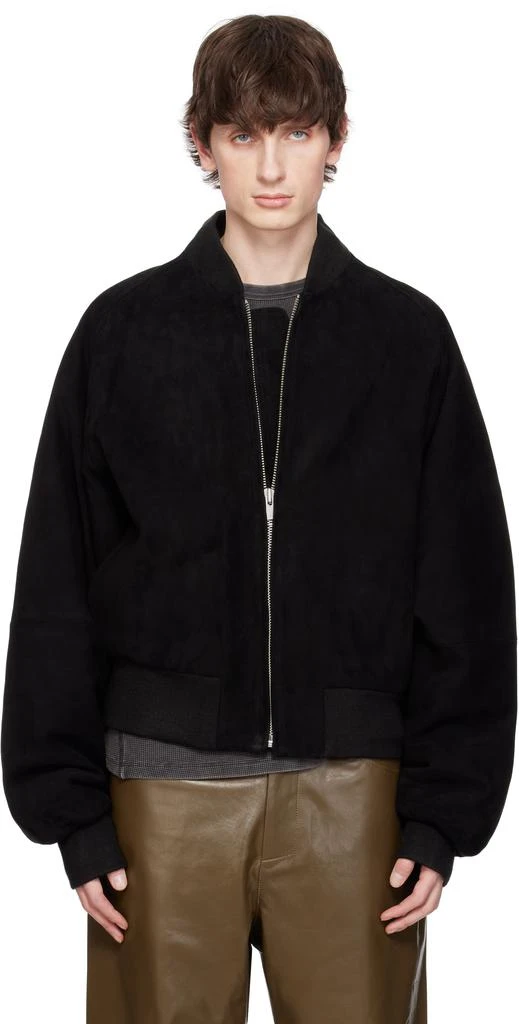 Entire Studios Black Raglan Bomber Leather Jacket 1