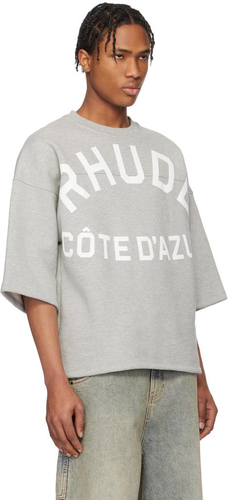 Rhude Gray 'Côte D'Azur' Mid-Sleeve Boxy T-shirt - T-Shirts
