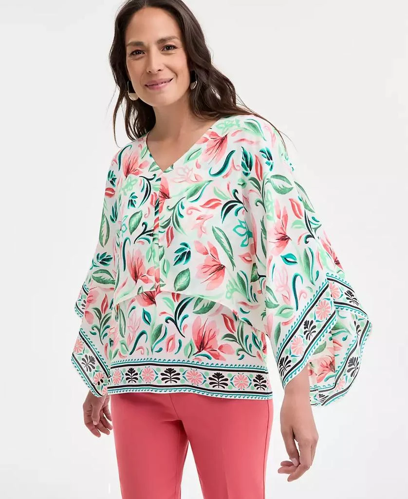 JM Collection Petite Printed Poncho Top, Exclusively at Macy's 1