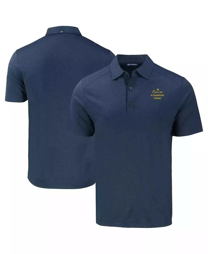 Cutter & Buck Men's Heather Navy Notre Dame Fighting Irish Play Like A Champion Today Forge Eco Stretch Polo 1
