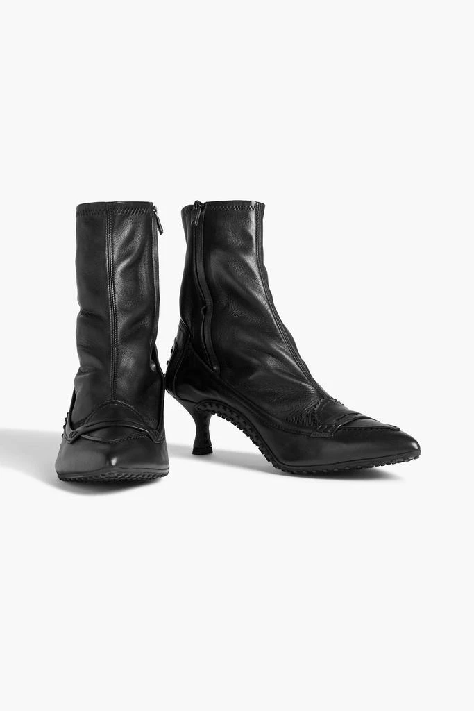 Alessandro Dell'Acqua Grosgrain-trimmed stretch-leather ankle boots 2