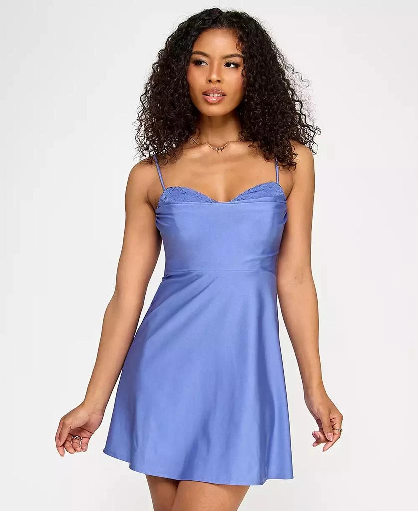 Emerald Sundae Juniors' Lace-Trim Fit & Flare Dress 1