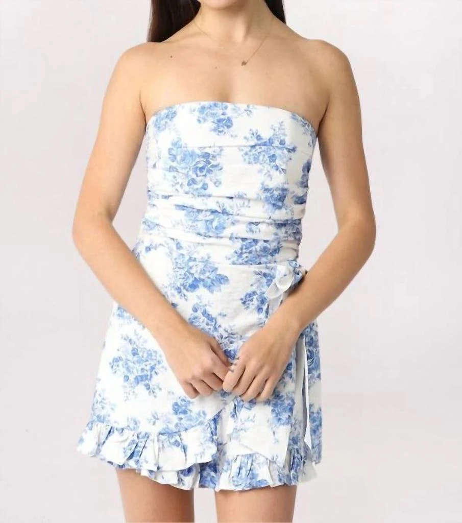 OLIVACEOUS Olivaceous - Women
s Strapless Floral Ruffle Romper