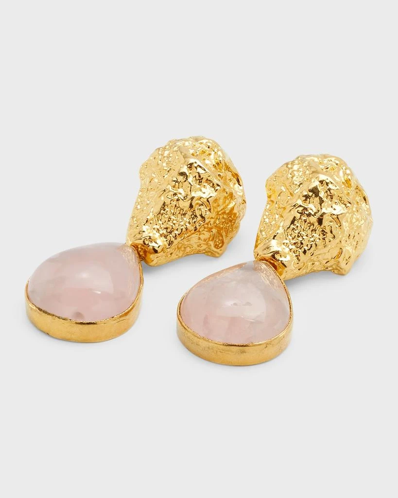 Devon Leigh Rose Quartz and Gold Post Earrings 3