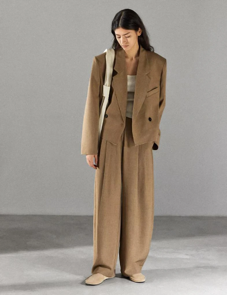 Pixie Market Dani Cropped Boxy Blazer in Brown 2