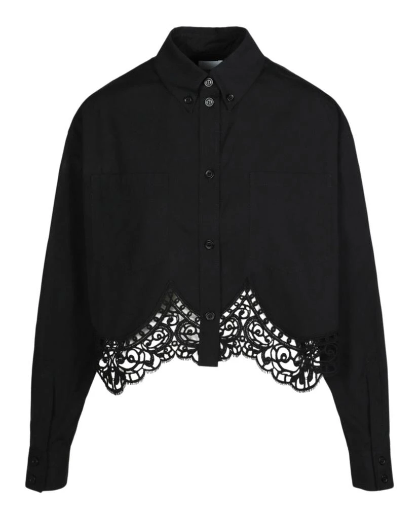 Burberry Cropped Lace Hem Blouse 1