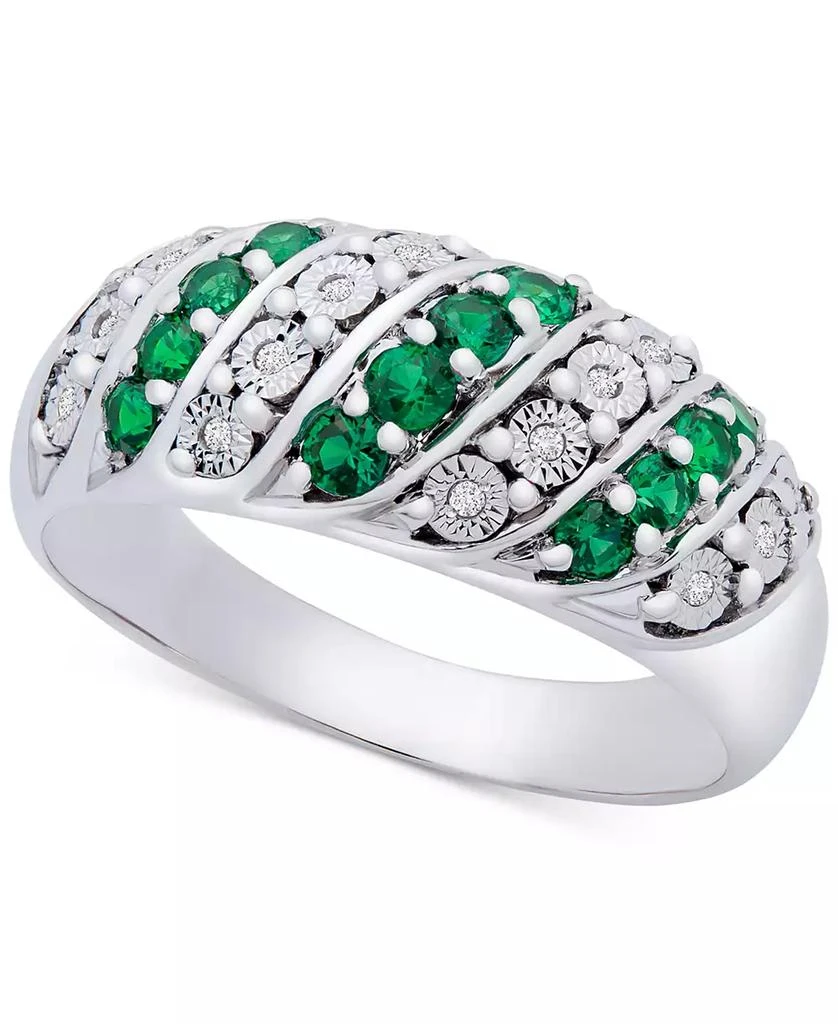 Macy's Sapphire (3/8 ct. t.w.) & Diamond (1/20 ct. t.w.) Statement Ring in Sterling Silver (Also in Ruby & Emerald) 1
