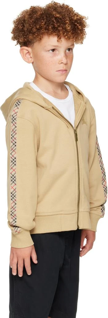 Burberry Kids Beige Check Trim Cotton Zip Hoodie 2