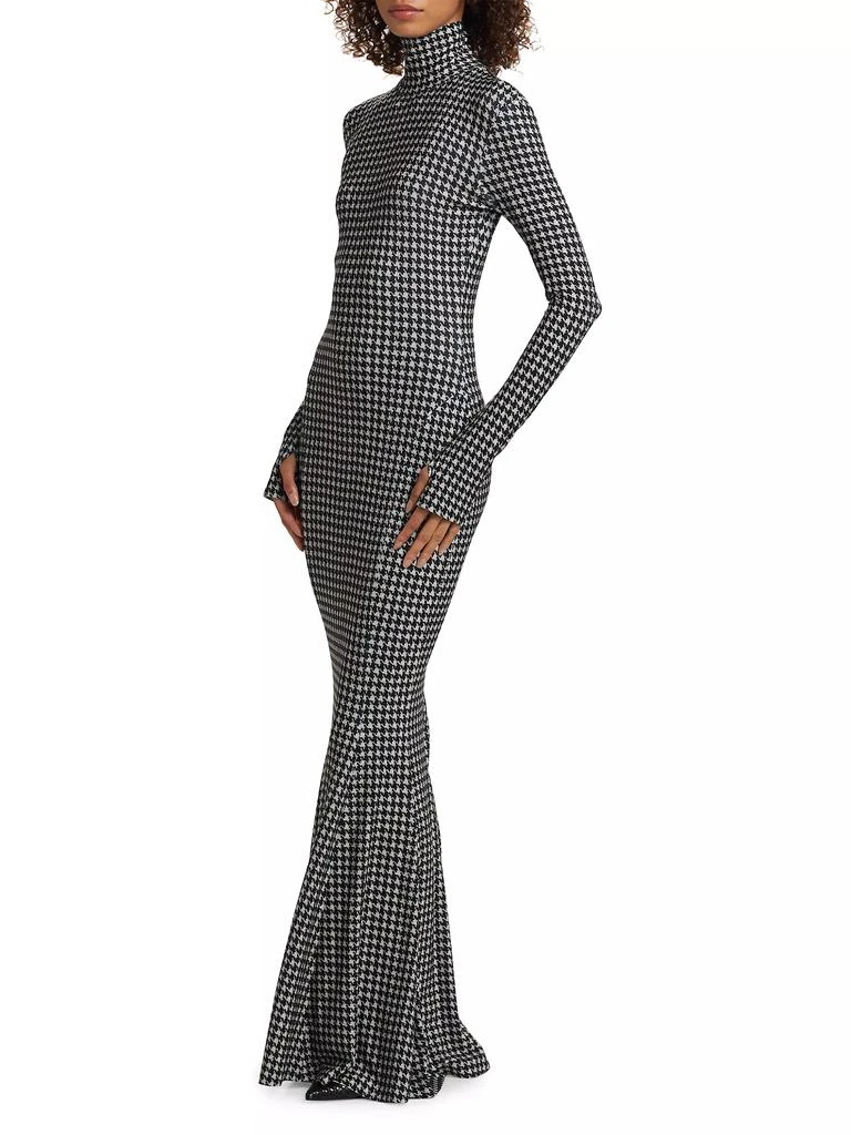 Norma Kamali Houndstooth Turtleneck Fishtail Gown 4