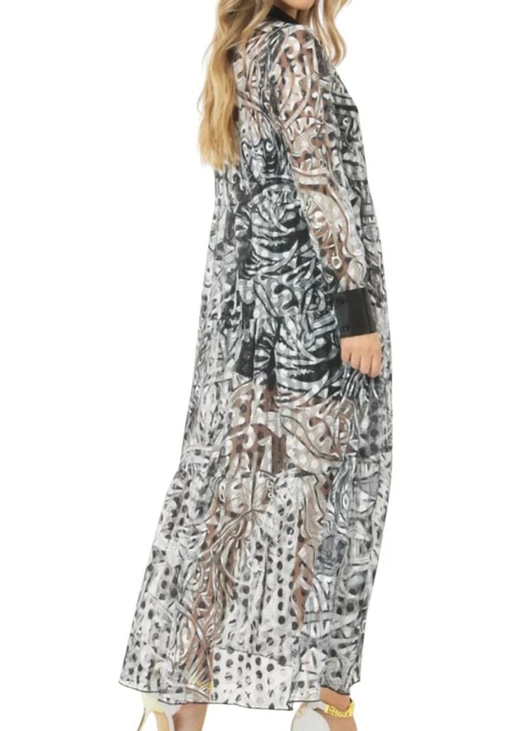 CQ by CQ Long Sleeve Sheer Dress In Black & White 2