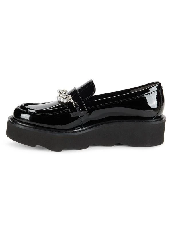 Stuart Weitzman Pearldrop Embellished Patent Leather Platform Loafers 4