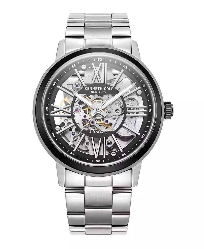 Kenneth Cole Men's Automatic Silver-Tone Stainless Steel Bracelet Watch 43mm