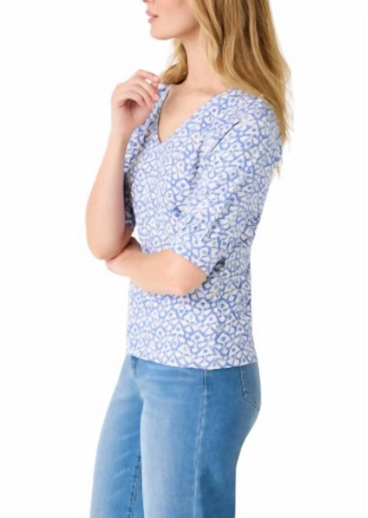 NIC+ZOE Nic + Zoe - NZT DOTTY IKAT ELBOW SLEEVE V-NECK TEE 2