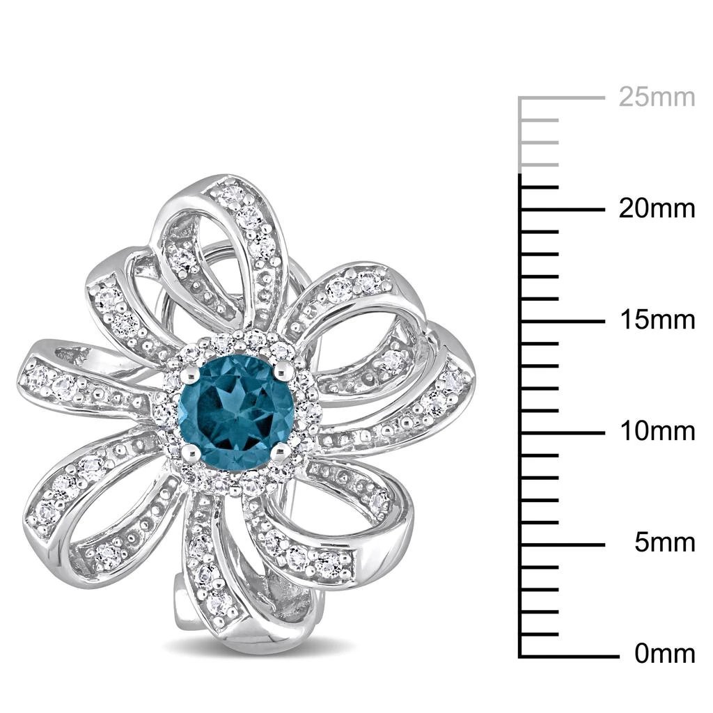 Mimi & Max 1 7/8ct TGW London Blue Topaz and White Topaz Flower Clip Earrings in Sterling Silver 3