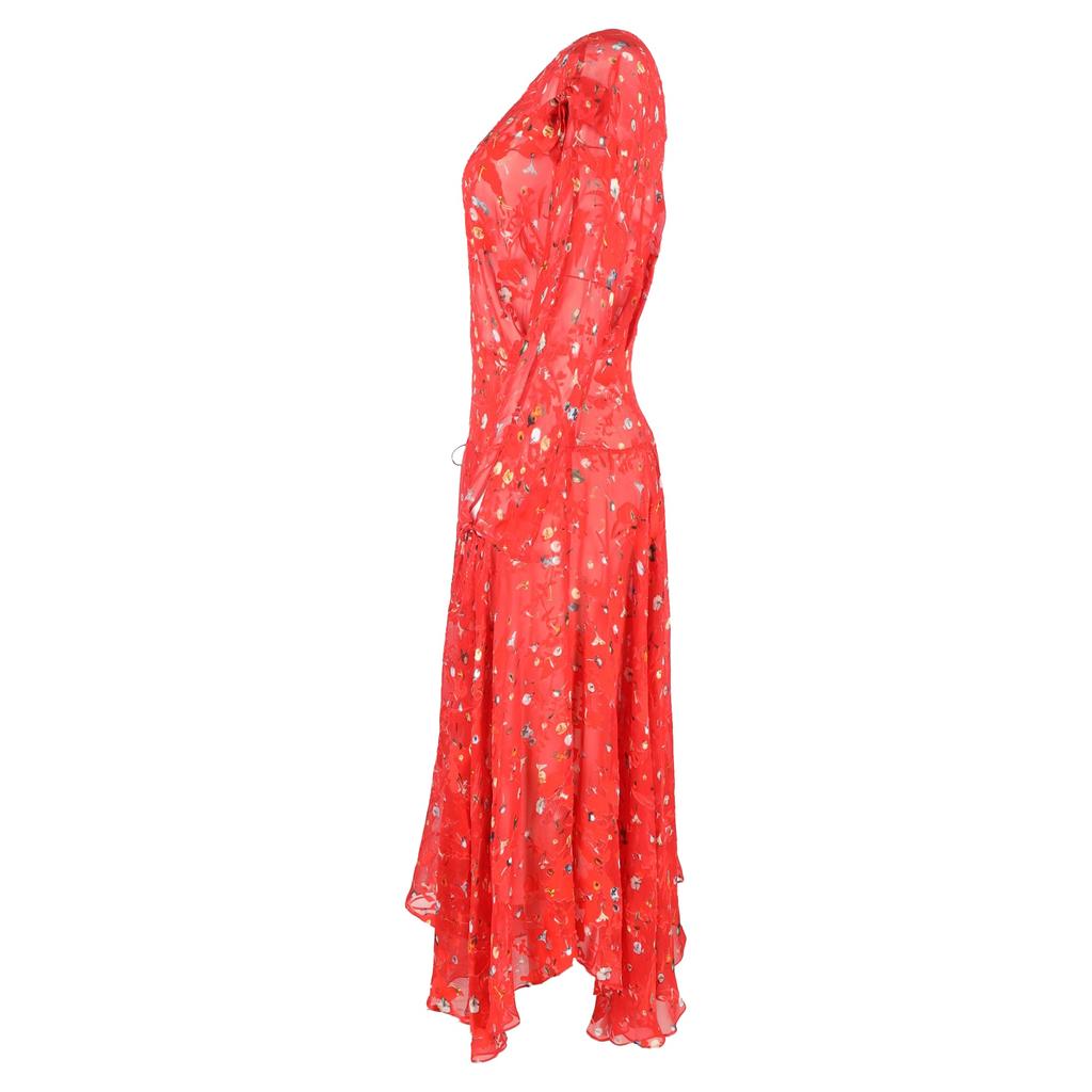 Preen By Thornton Bregazzi Preen by Thornton Bregazzi Floral-Printed Midi Dress in Red Viscose