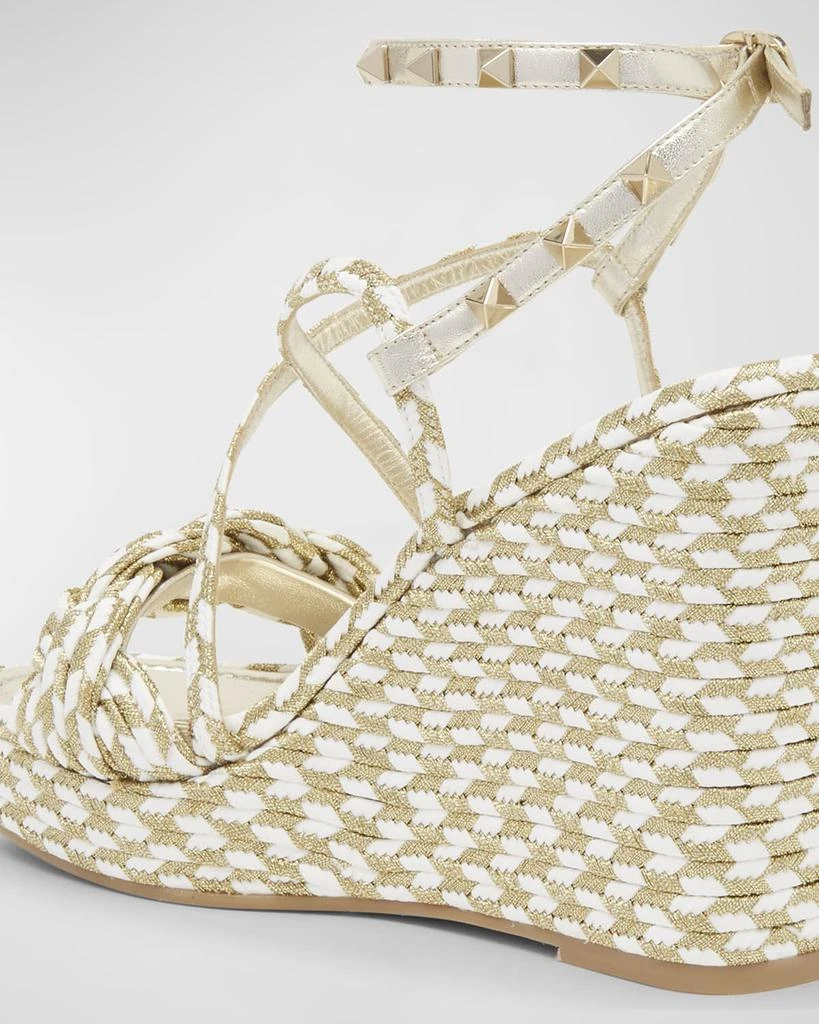 Valentino Rockstud Bicolor Metallic Wedge Espadrilles 4