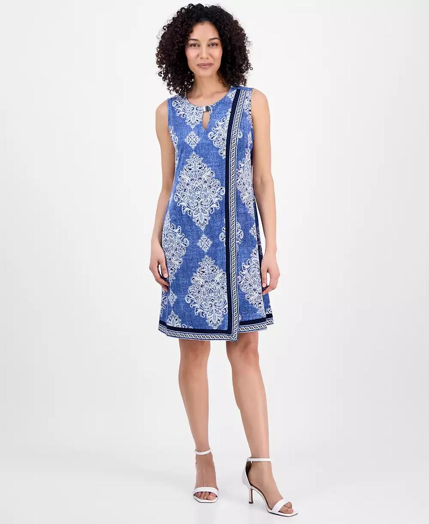 Sandra Darren Petite Printed Crossover Shift Dress