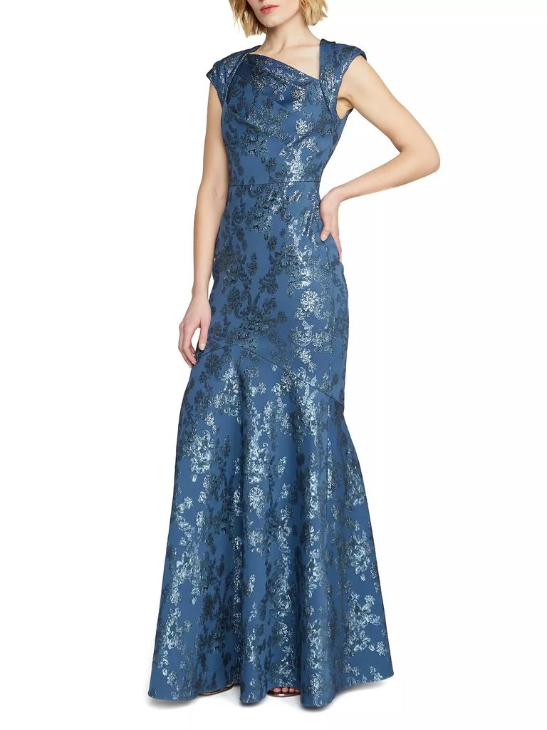Theia Beatrice Asymmetric-Neck Fit & Flare Gown 3