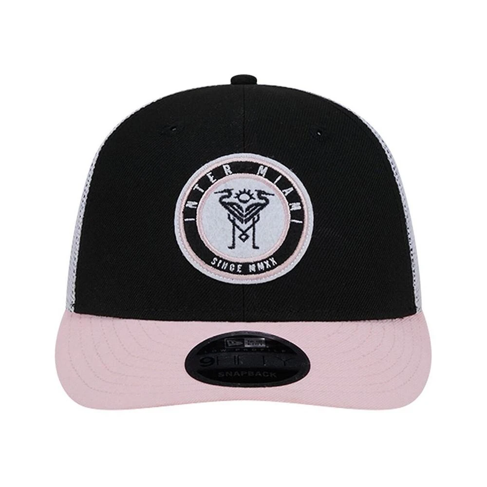New Era Men's Black Inter Miami CF Throwback Trucker Low Profile 9FIFTY Snapback Hat 4