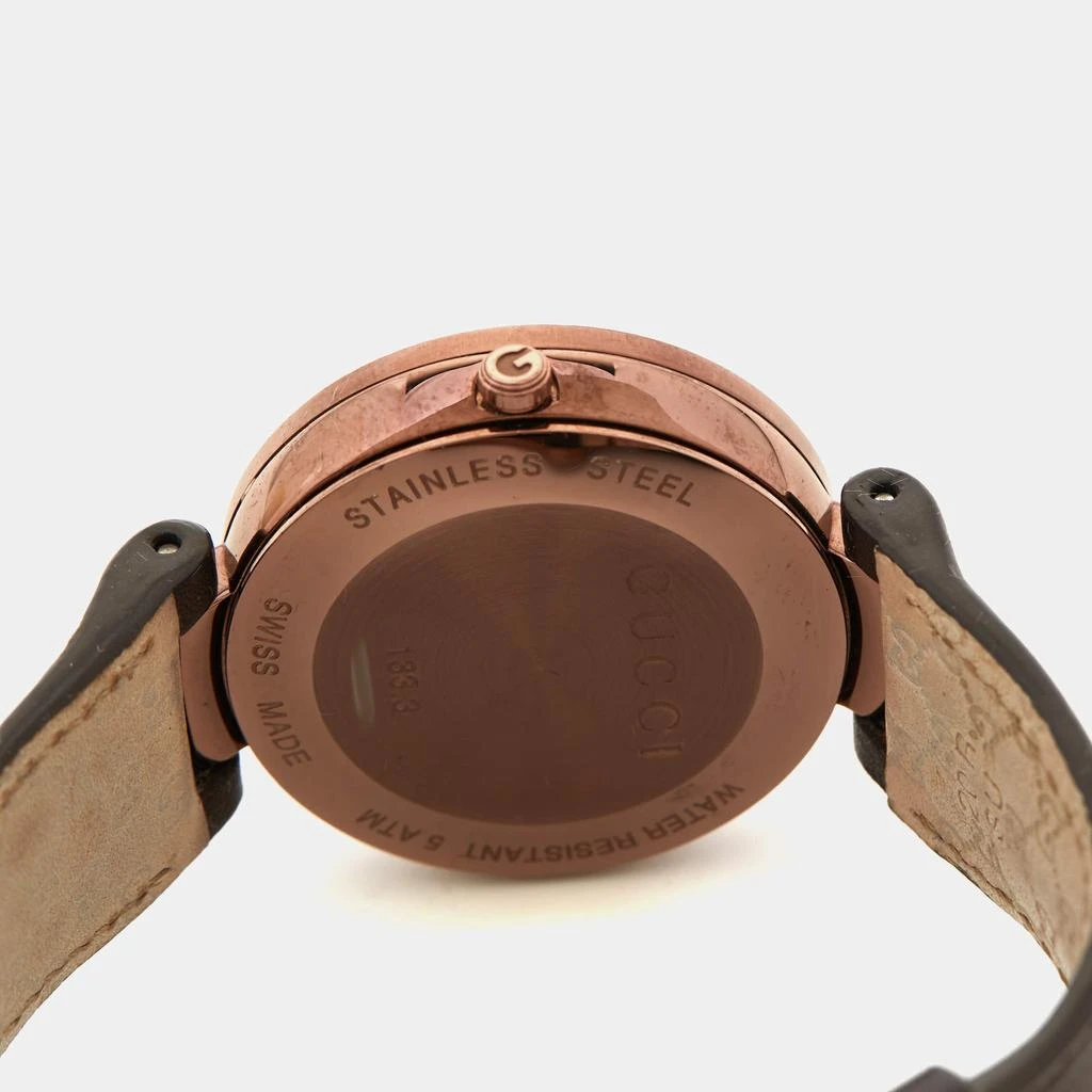 Gucci Gucci Slate Brown PVD Stainless Steel Leather Interlocking G YA133309 Women's Wristwatch 37 mm 5