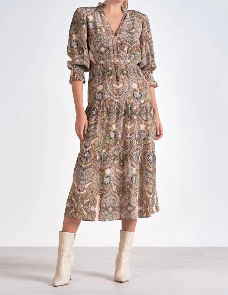 Elan Elan - Three-quarter Sleeve Midi Dress 1