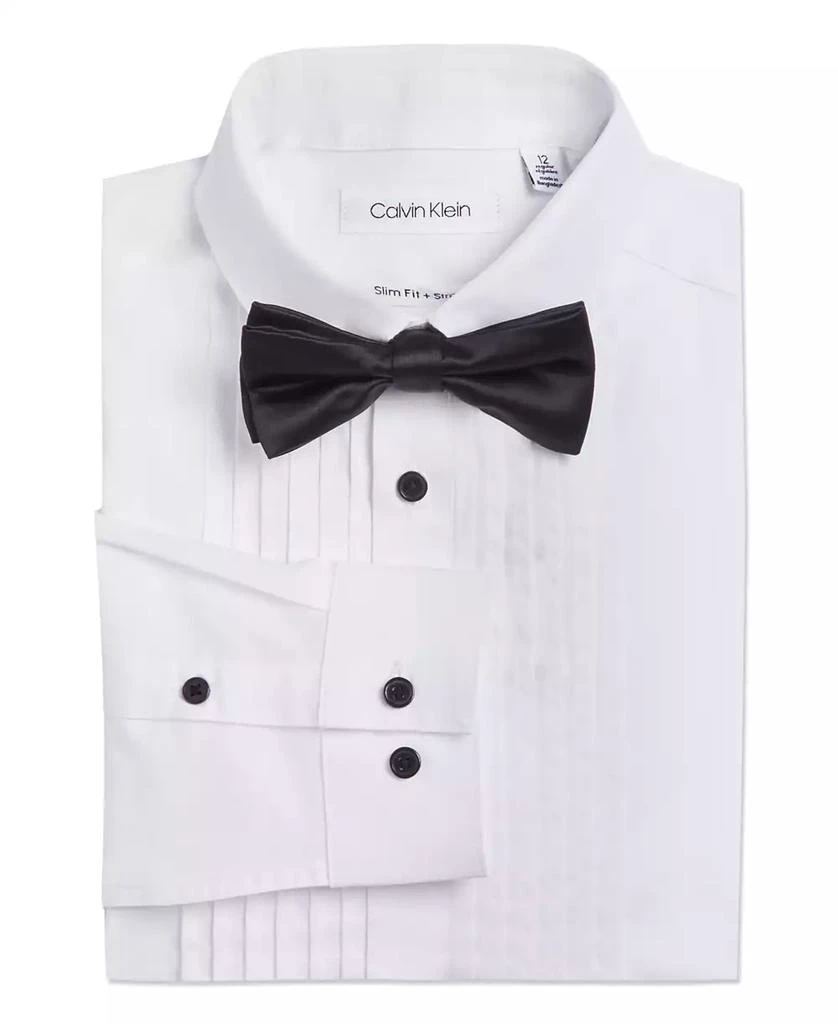 Calvin Klein Big Boys Husky Tuxedo Shirt and Bow Tie Box Set 1