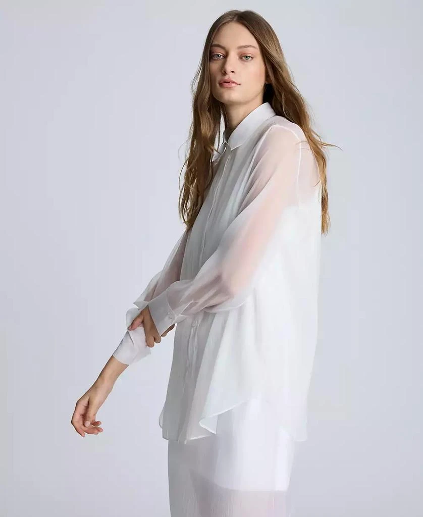 Kenneth Cole Women's Sheer Oversized Tunic Shirt 3