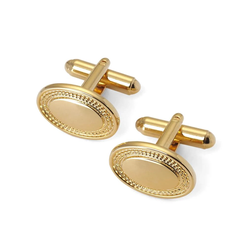 Aspinal of London Oval silver plated cufflinks engraved edge gold 1