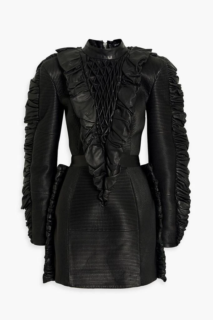 chinese dress ladies Balmain Embellished Leather Mini Dress