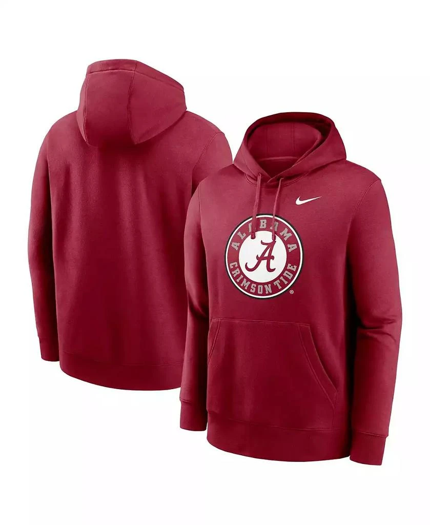 NIKE Men's Crimson Alabama Crimson Tide Primetime Alternate Logo Club Fleece Pullover Hoodie 1