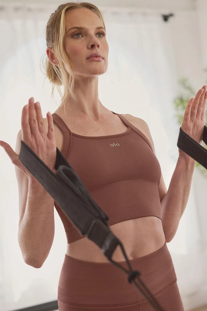 Alo Seamless Ribbed Favorite Bra Tank - Chestnut 3