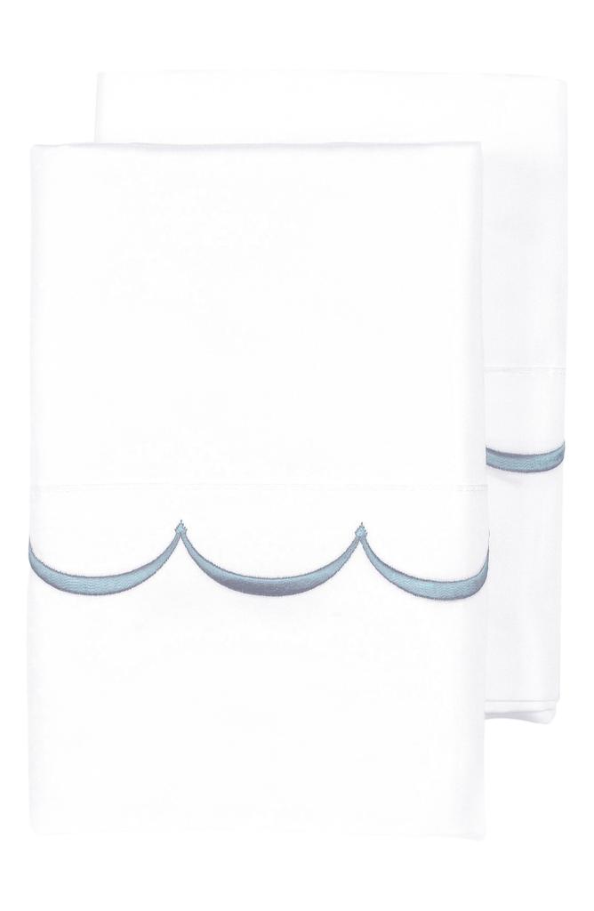 Melange Home Scalloped Edge Embroidered 600 Thread Count Pillowcases