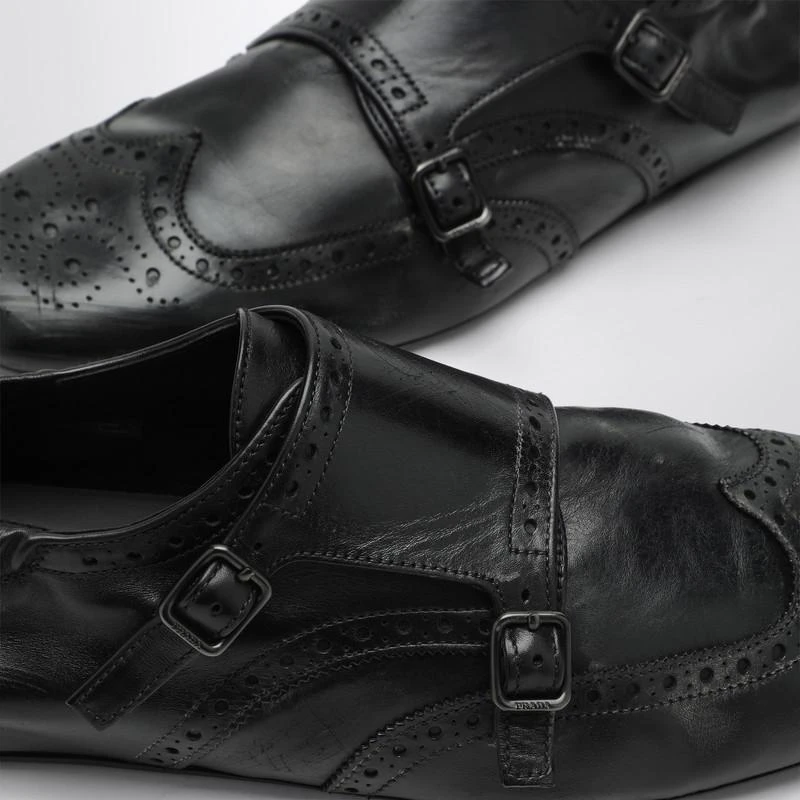 Prada Black leather double buckle shoes 5