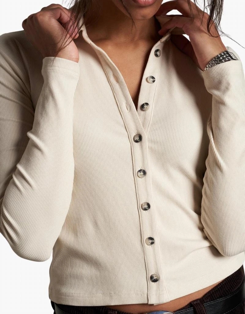 perfectwhitetee Perfectwhitetee - Amee Luxe Rib Long Sleeve Polo 2