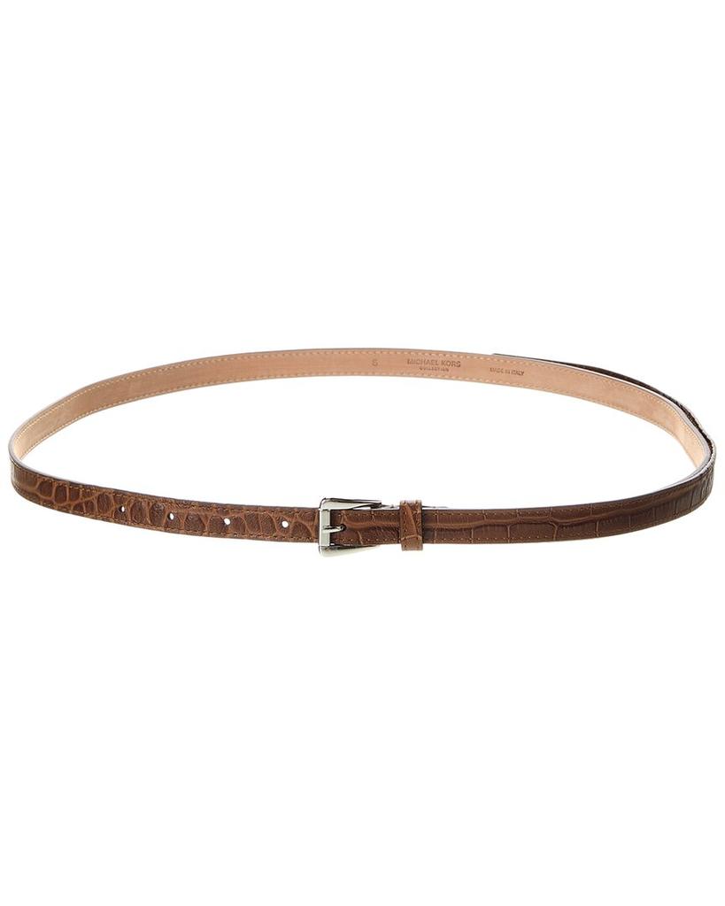 Michael Kors Collection Trapezoid Croc-Embossed Leather Belt