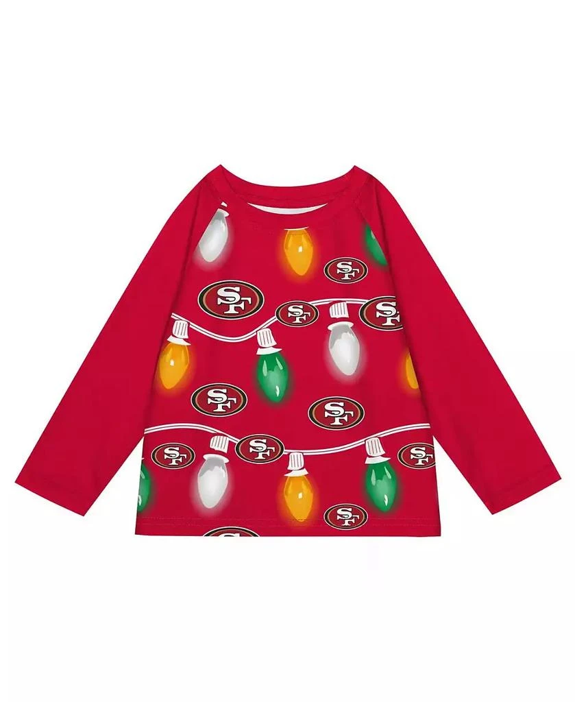 Outerstuff Preschool San Francisco 49ers Two-Piece Garland Holiday Long Sleeve Pajama Set 3