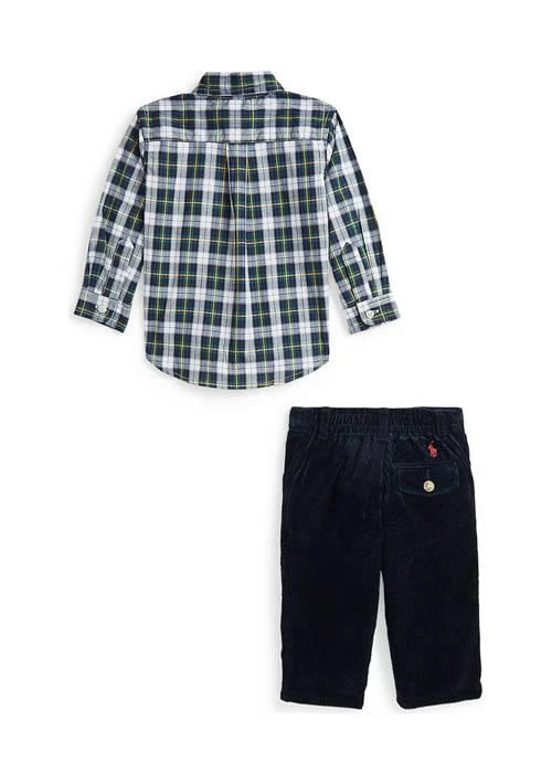 Ralph Lauren Lauren Childrenswear Baby Boys Plaid Poplin Shirt Corduroy Pants Set 2