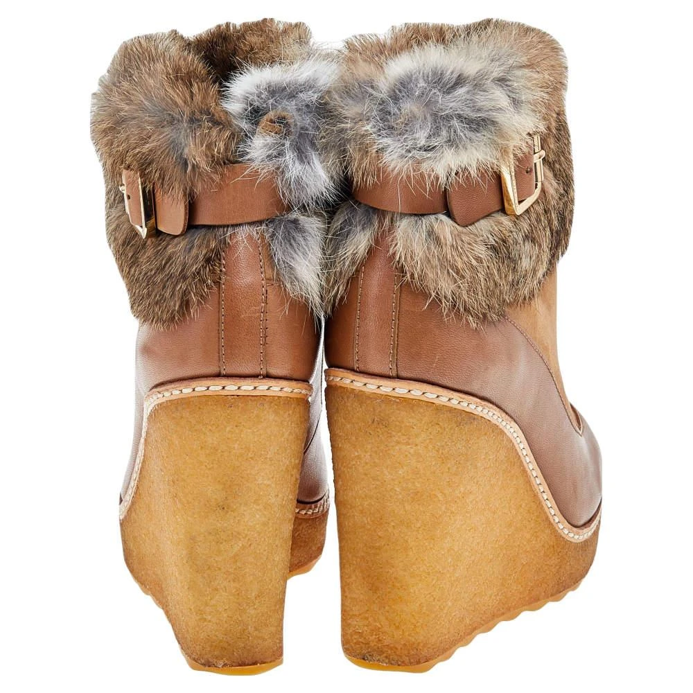 Tory Burch Tory Burch Tan Leather, Suede And Fur Wedge Ankle Boots Size 37 5
