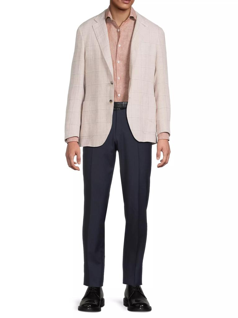 Canali Windowpane Linen-Wool Sportcoat