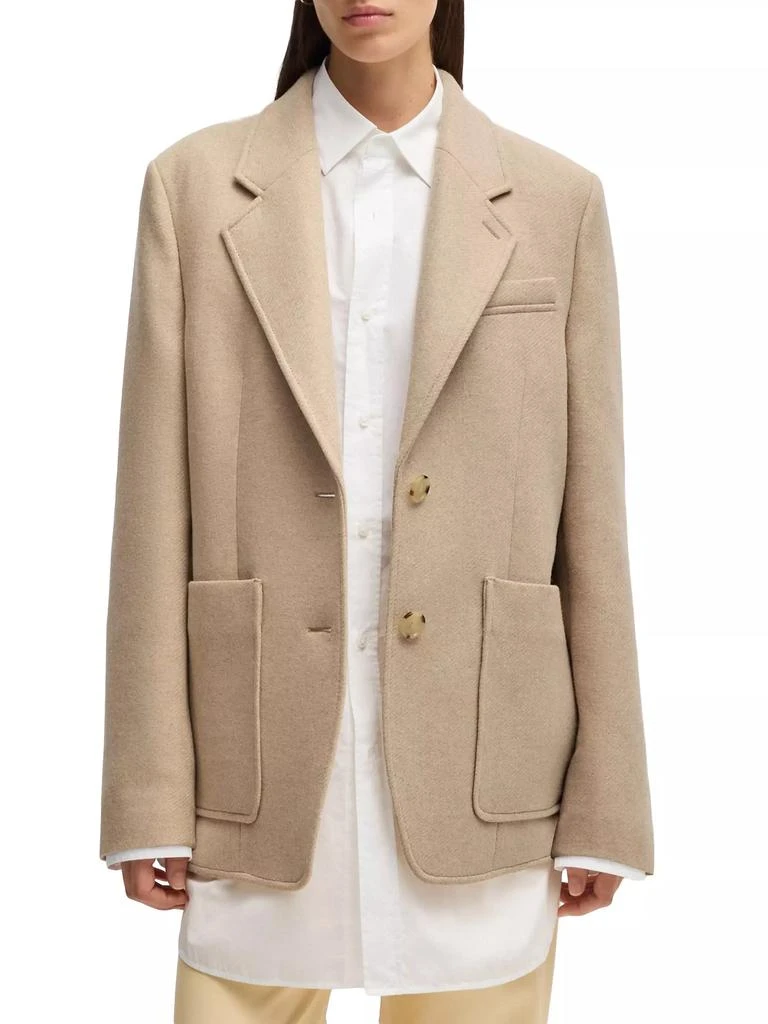 Hugo Boss Oversized-Fit Blazer in Melange Wool 1